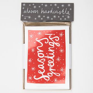 pack of six mixed christmas cards #five by alison hardcastle
