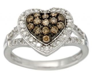 AffinityDiamond 1/2 cttw Champagne Heart Ring, Sterling —