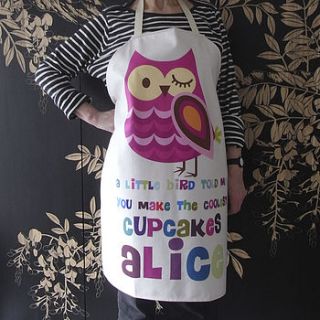 a little bird told me personalised apron by that lovely shop