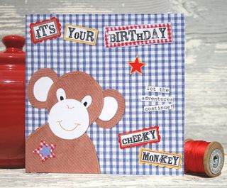 'happy birthday cheeky monkey' greeting card by the writing bureau