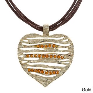 Alexa Starr Rhinestone Heart 3 strand Cord Necklace Alexa Starr Crystal, Glass & Bead Necklaces