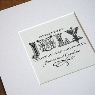 decorative date print by letterfest