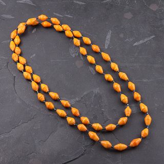 Recycled Orange Paper Necklace (Uganda) Necklaces