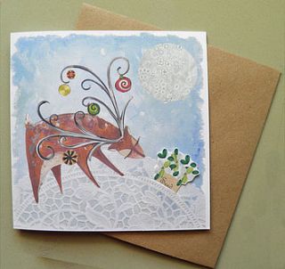 reindeer greeting card with alyssum seeds by seedlings cards