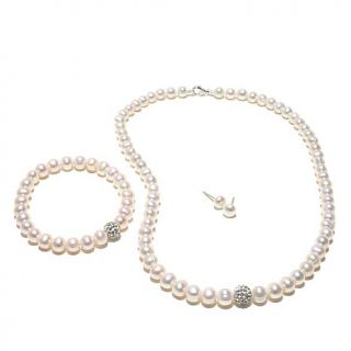 Imperial Pearls Cultured Freshwater Pearl with Crystal Beads Sterling Silver Je