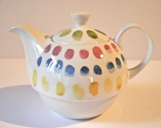 ceramic teapot with spotty design by victoria mae designs