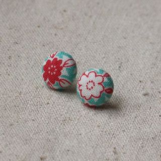 handmade floral fabric covered earrings by laurafallulah