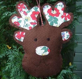 decorative hanging felt reindeer by the blueberry patch by sarah benning