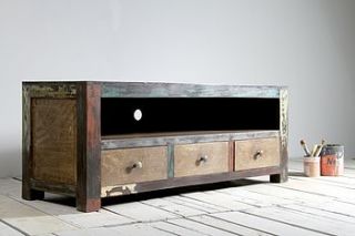 mary rose upcycled three drawer tv unit by little tree furniture