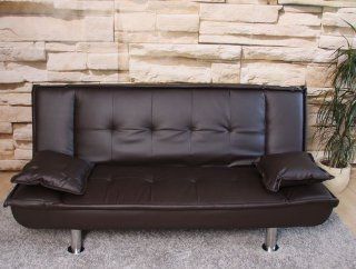 Schlafsofa Schlafcouch Lounge Sofa Couch M48, Kunstleder ~ braun Küche & Haushalt