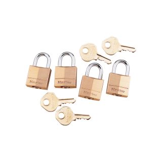 Master Lock 4-Pk. 3/4in. Solid Brass Padlocks, Model# 120Q  Pad Locks