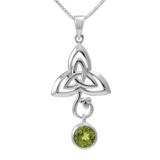 Sterling Silver Round Peridot Celtic Knot w/ 18 inch Chain (Thailand) Necklaces