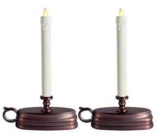 Luminara Set of Two 8 Taper Window Flameless Candles w/ Time —