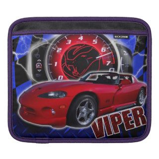 Viper Muscle car with blue checkered flag iPad Sleeve
