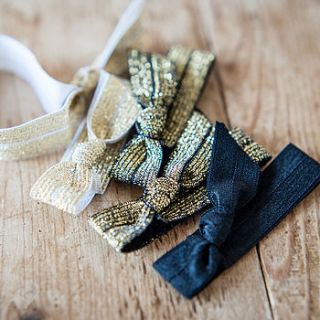 ribbon glitter hair ties by red ruby rouge