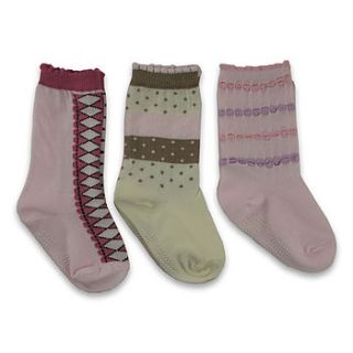 trio set of three baby and toddler socks by snuggle feet