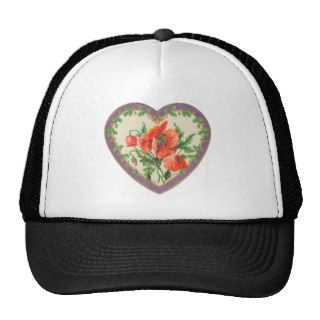 Cute Vintage Floral Poppy Flower Heart Mesh Hat