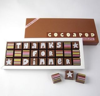 personalised chocolates to say thank you by chocolate by cocoapod chocolate