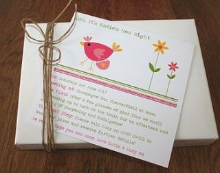 set of eight hen night invitations by little fish events