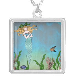 Mermaid and seal personalized necklace