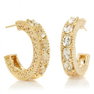 Technibond® 1.69ct Oval Prasiolite Filigree C Hoop Earrings