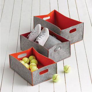 set of three felt storage boxes or bag by henry's future