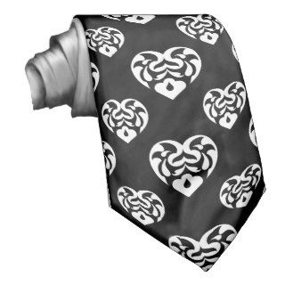 Tribal Heart pattern 1 Black and White Custom Tie