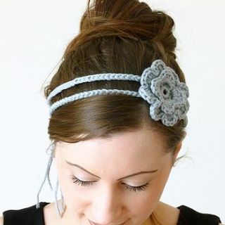 crochet flower tie headband by miss knit nat