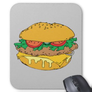 Hamburger Fastfood Junk Snack Food Cartoon Art Mousepads