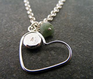 silver heart, initial and birthstone necklace by tanya garfield jewellery