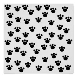 Animal Paw Print Pattern. Black and White.