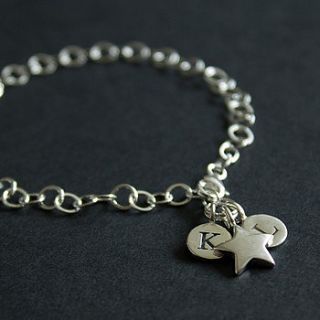 personalised silver star charm bracelet by rosie soul