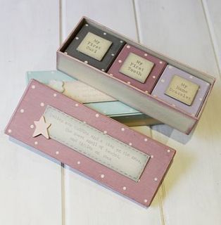 set of three 'baby's first' boxes by posh totty designs interiors