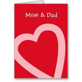 Valentine for Mom & Dad, big pink heart on red Cards