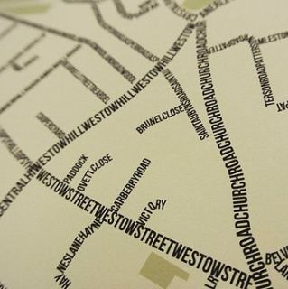 crystal palace typographic street map by place in print