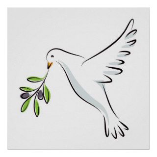 Peace dove with olive branch posters