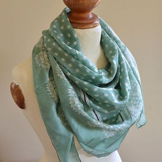green polka dot silk scarf by highland angel