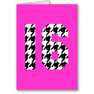 Sweet Sixteen Houndstooth Print Greeting Cards