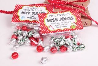 christmas teacher treat bags by tailored chocolates and gifts