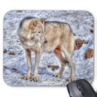 Light coloured Grey Wolf & Winter Snow Mousepad