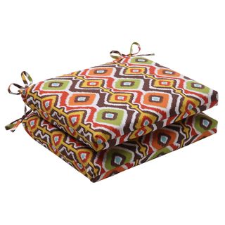 Pillow Perfect Brown Outdoor Mesa Squared Seat Cushion (Set of 2) Pillow Perfect Outdoor Cushions & Pillows