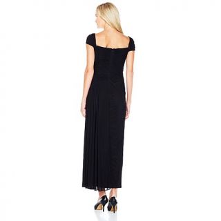 Vicky Tiel Black Mesh Long Dress with Shirring