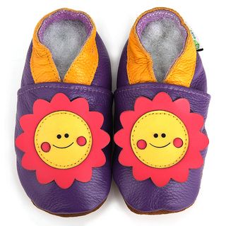 Smiley Sunflower Soft Sole Leather Baby Shoes Augusta Products Girls' Shoes