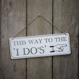 'this way to the i do's' wooden wedding sign by ginger ray