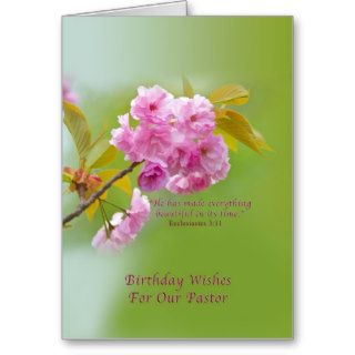 Birthday, Pastor, Cherry Blossoms, Religious Cards