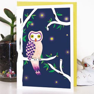 mysterious owl greeting card by superfumi