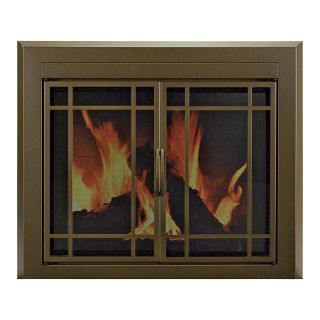 Pleasant Hearth Enfield Fireplace Glass Door — For Masonry Fireplaces, Large, Burnished Bronze, Model EN-5502  Fireplace Doors