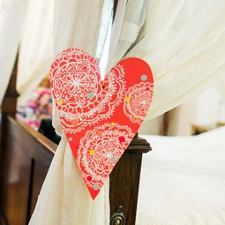 coral dotty bohemian heart decoration by rachael taylor