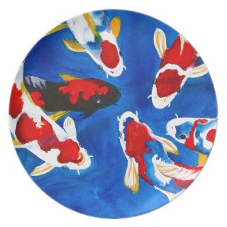 Koi Carp Nishikigoi Chinese Japanese Lucky Fish Plate