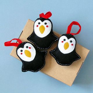 three percival penguin christmas decorations by thebigforest